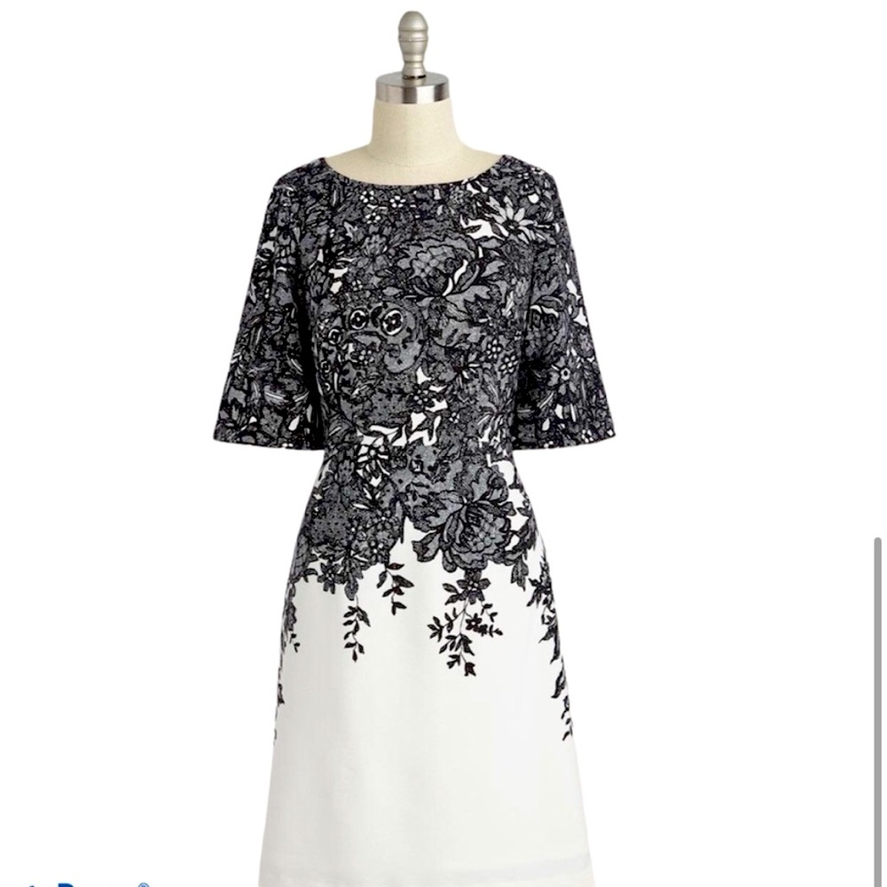 Adrianna Papell Black Lace Overlay Dress